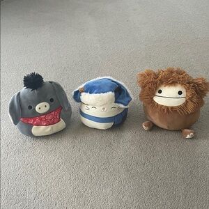 Squishmallows Trio - Gray, Blue, and Brown